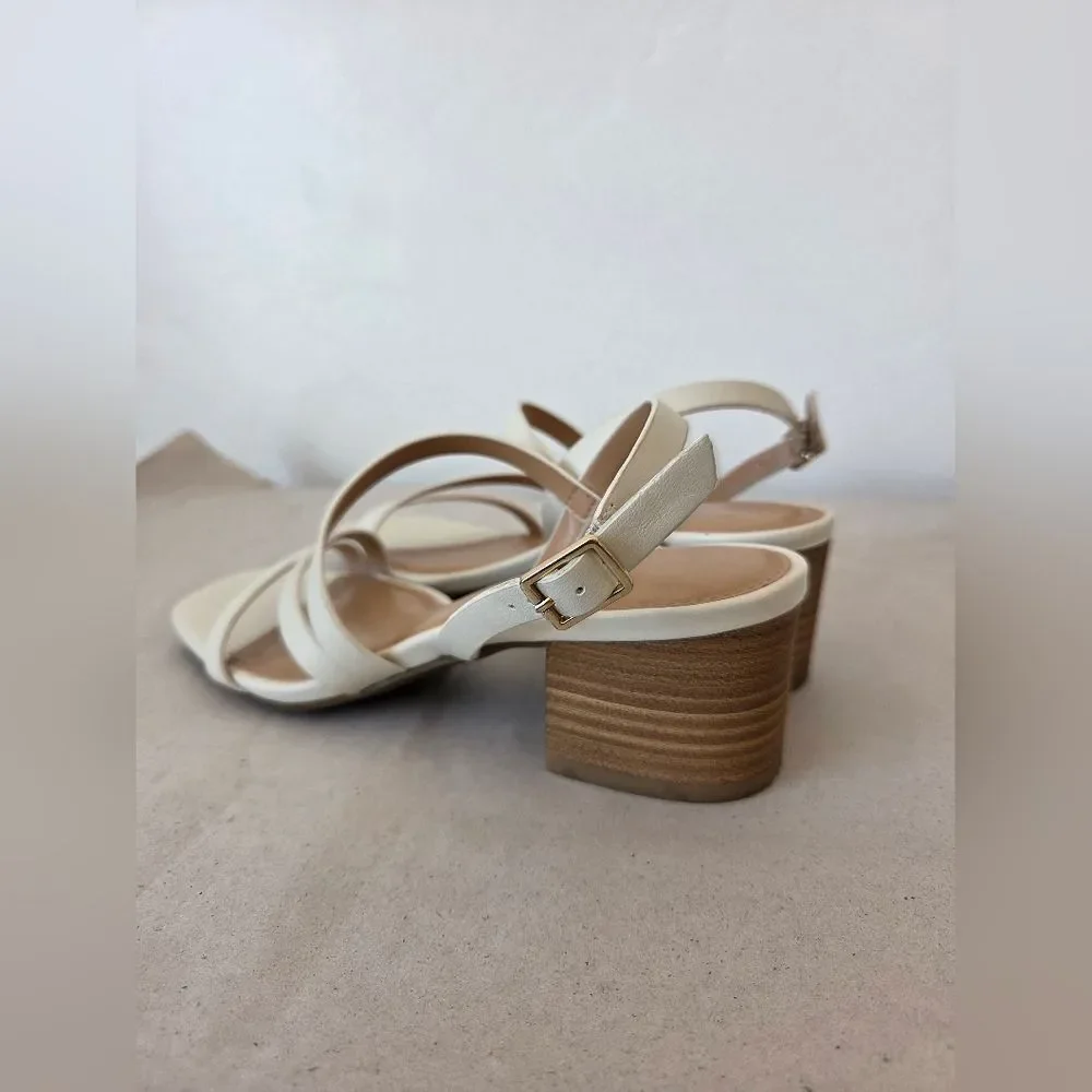 LC Lauren Conrad Women's Emelia Chunky Square Toe Heel White Wedding Bridal 7.5